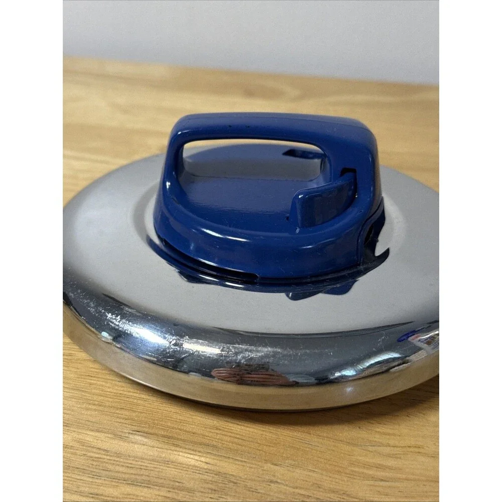 T-Fal Pot Pan Vented Lid Only 6” Outer Edge, 5.5” Inner Lip, Blue Handle Vtg